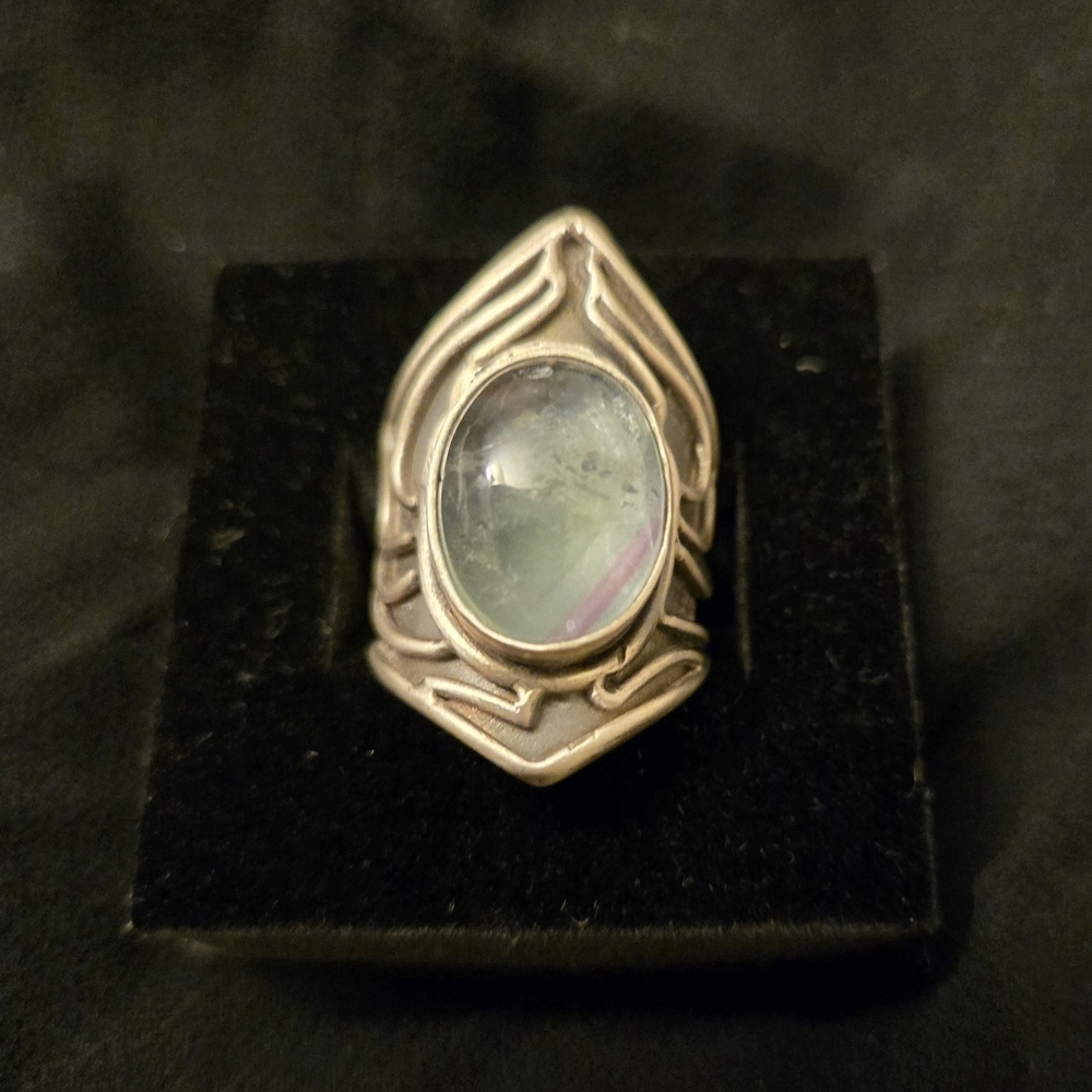 Sterling Silver Acid Queen Jewelry Fluorite Scrollwork Ring